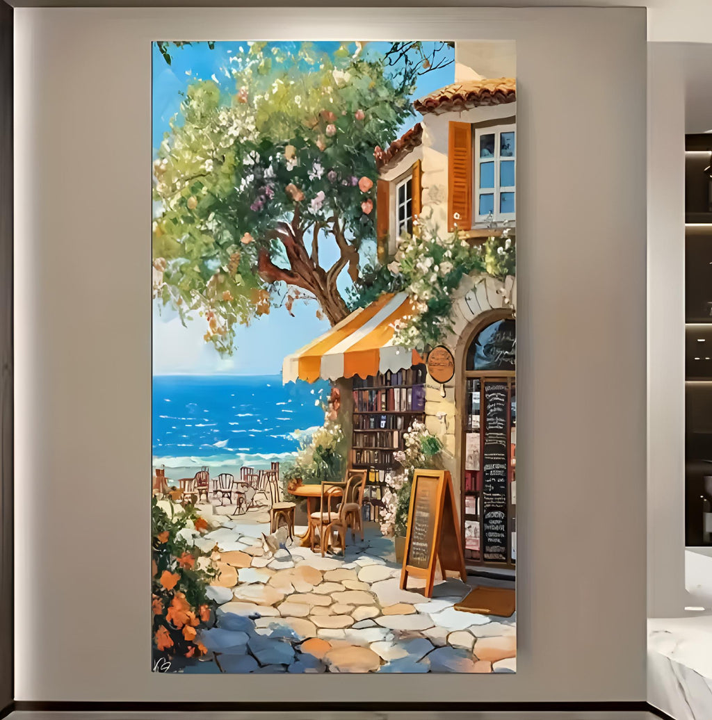 Terrasse Méditerranéenne – Café au Bord de Mer ☕